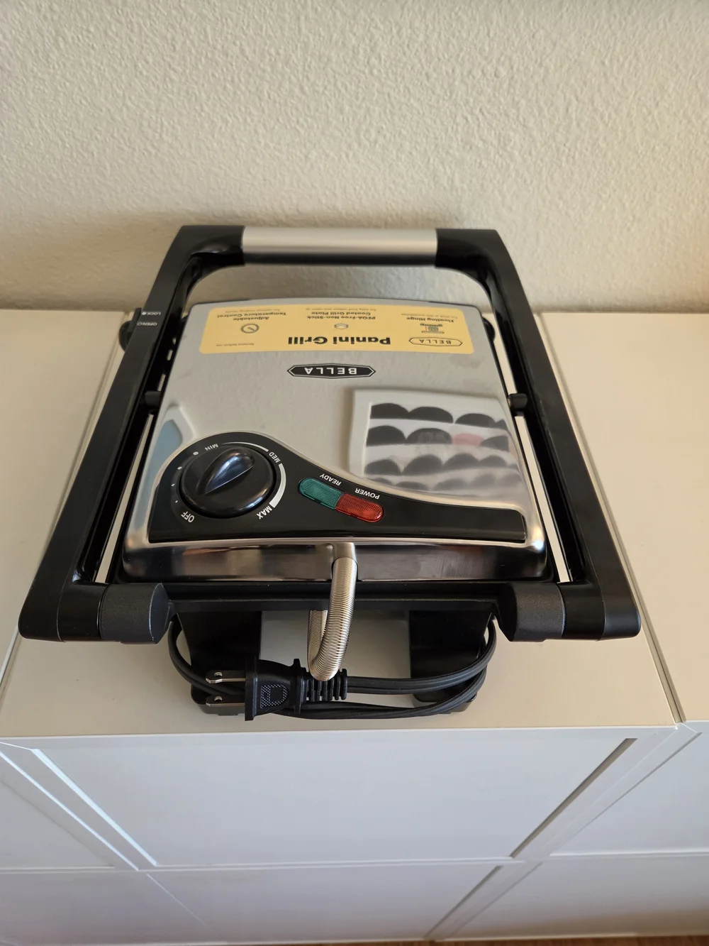 Abella Black and White Panini Grill - BELLA